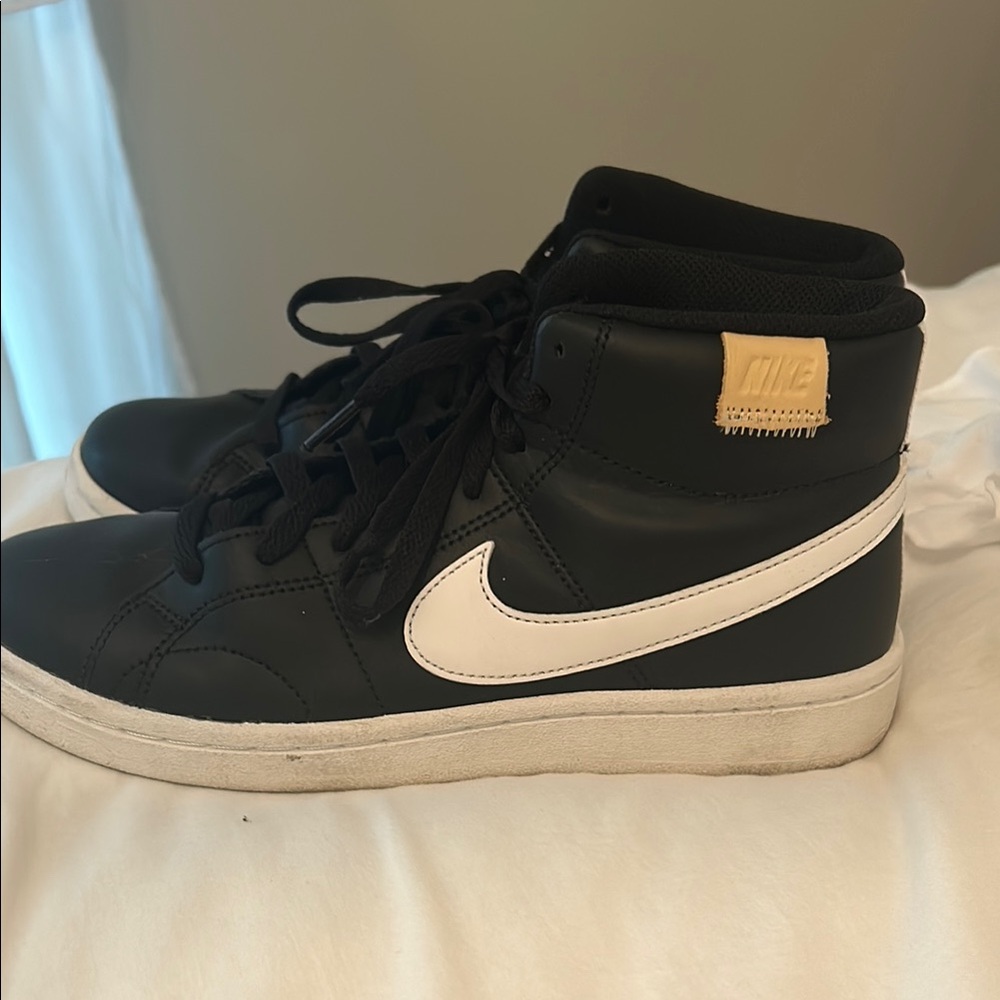 Nike Black and White High-Tops with Tan Accent